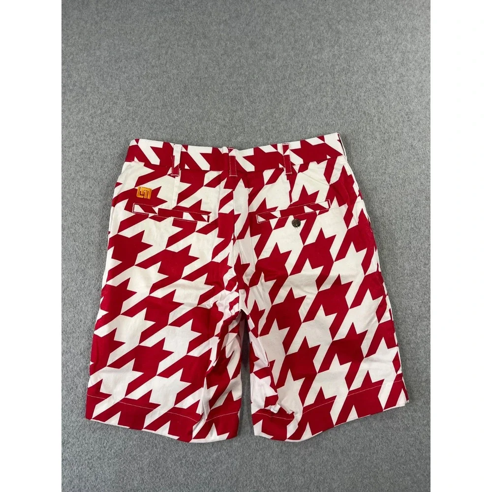 University Of Arkansas Loudmouth Golf Shorts Mens 30 Red Houndstooth Razorback